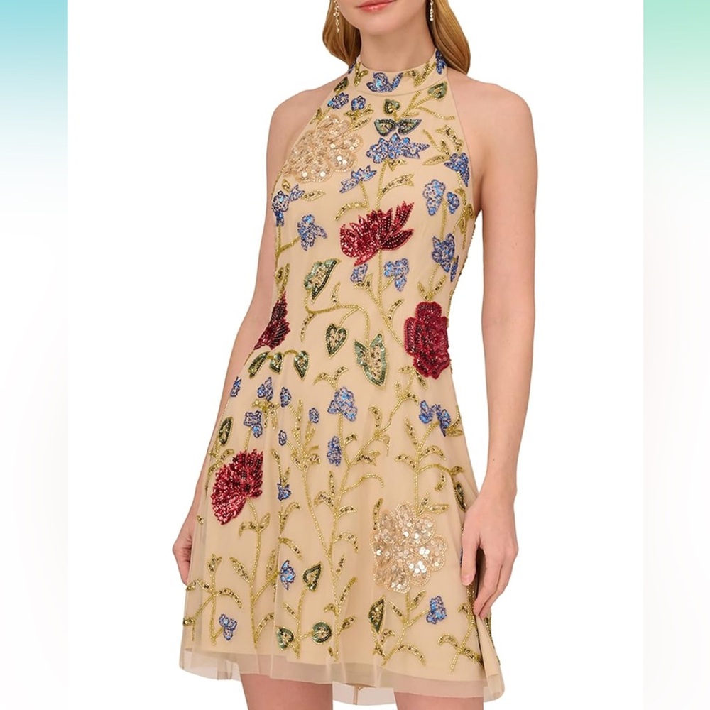 NWT Adrianna Papell Women’s Beaded Halter Dress - Size 6